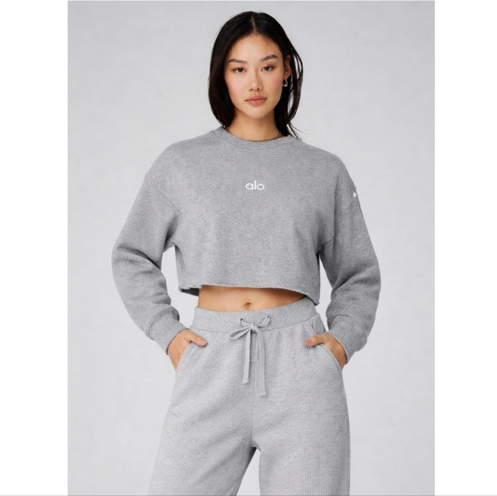 ALO Yoga Gray Cropped Sweatshirt